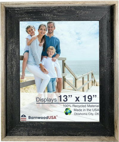 Rustic Farmhouse Artisan Picture Frame | Smoky Black With Weathered Gray
