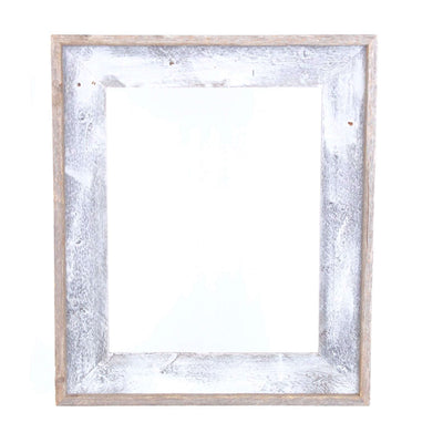 Rustic Farmhouse Open Artisan Picture Frame | No Glass | No Backing | White Wash With Weathered Gray