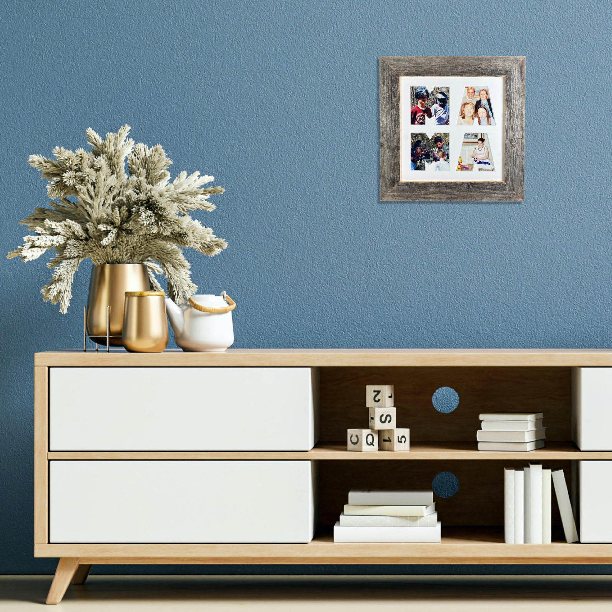 Mama Picture Frame Made from Reclaimed Wood with White Mat