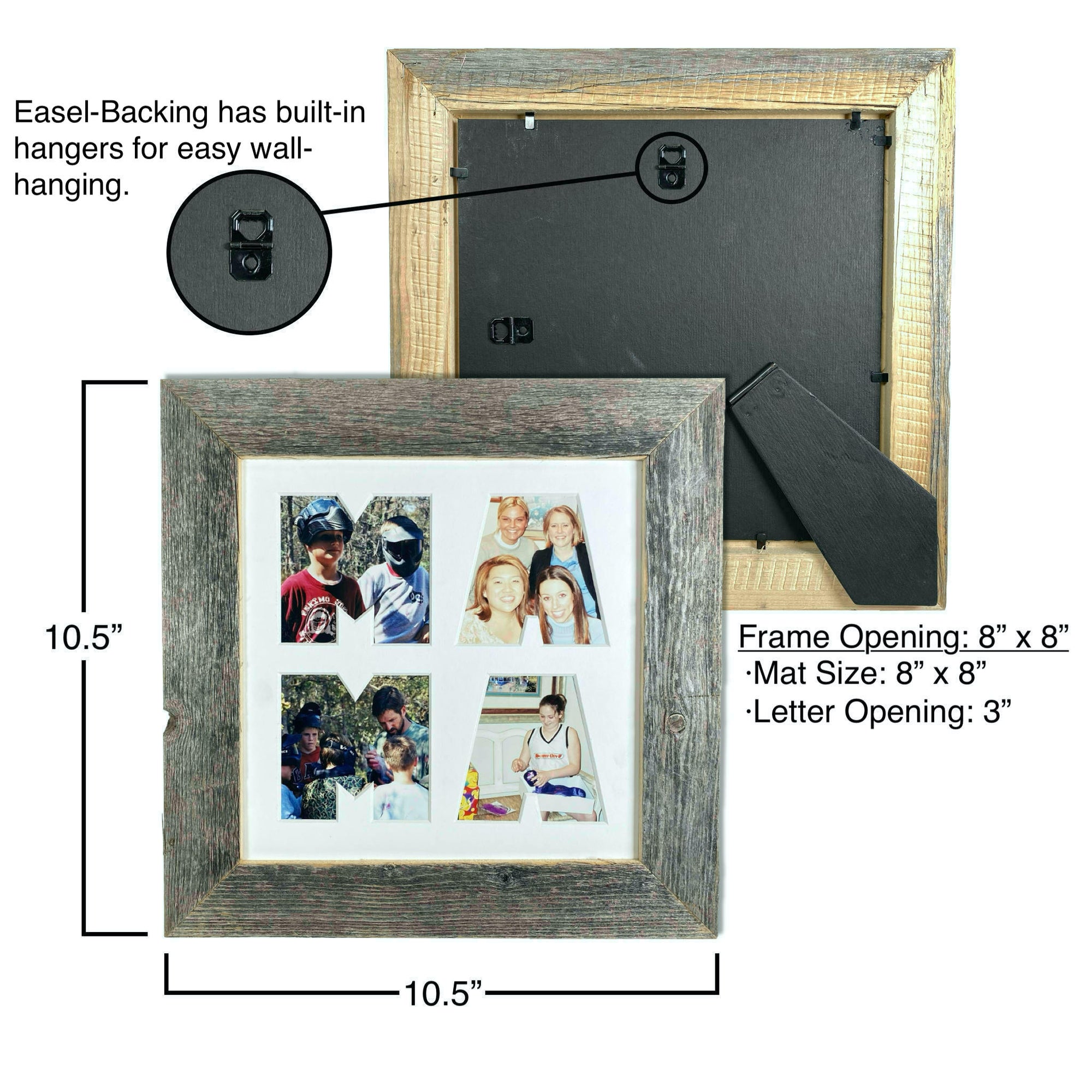 Mama Picture Frame Made from Reclaimed Wood with White Mat