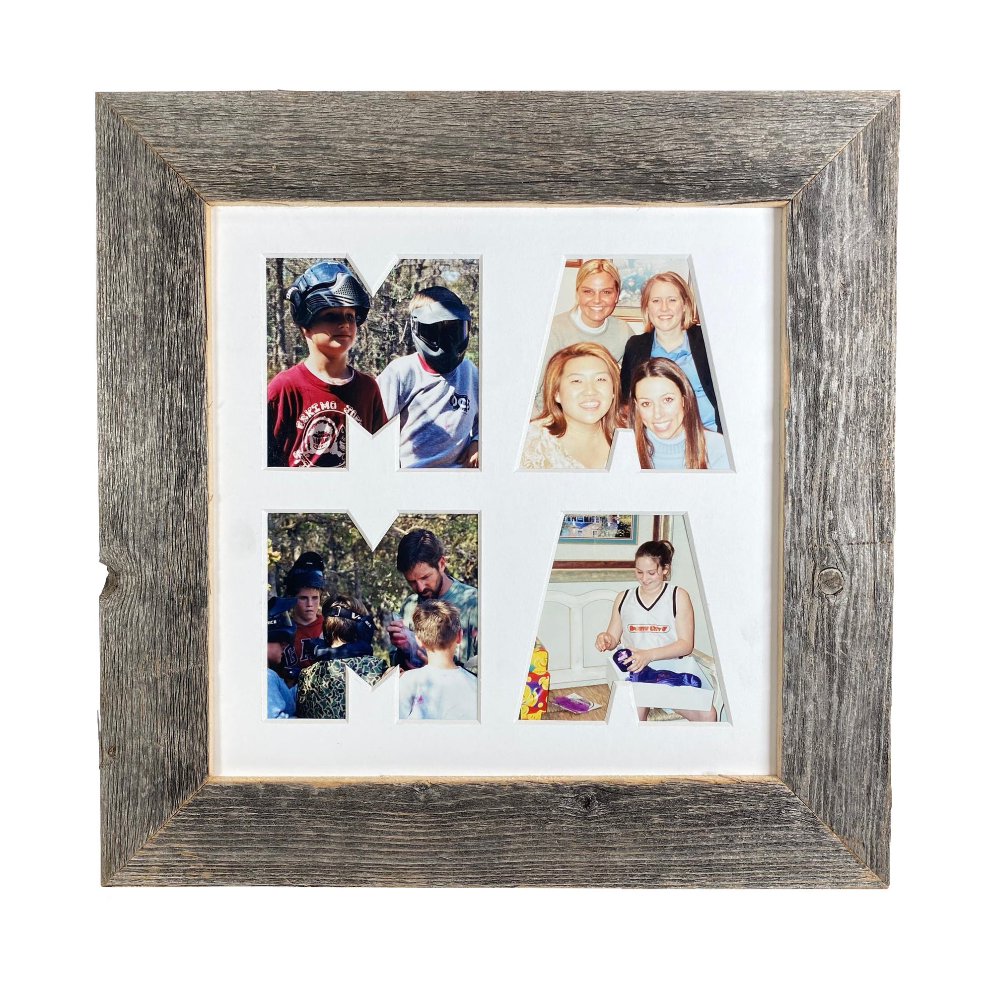Mama Picture Frame Made from Reclaimed Wood with White Mat