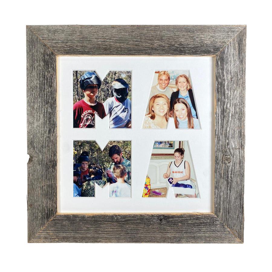 Mama Picture Frame Made from Reclaimed Wood with White Mat