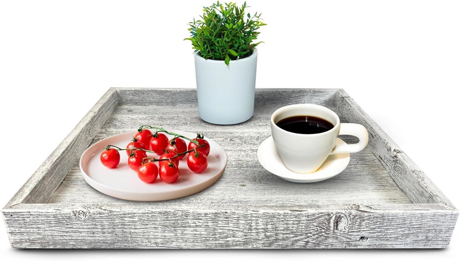 Large Rustic Ottoman Tray with Anti Scratch Felt Pad | 3 Colors | 18in & 24in