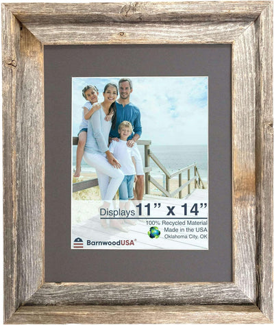 Rustic Signature Picture Frame with Mat Colors | White | Weathered Wood| Burlap | Cinder | Black
