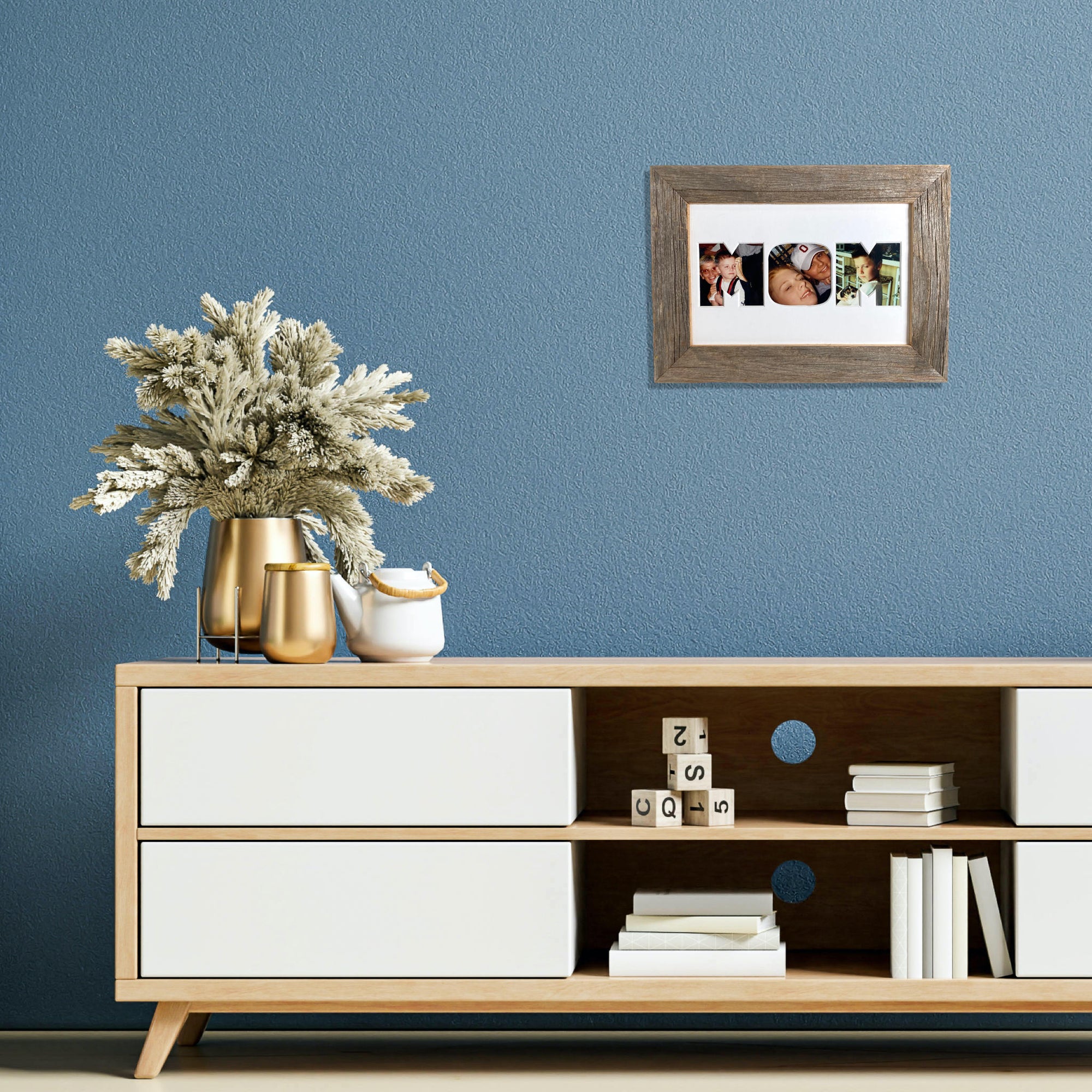 Mom Picture Frame Made from Reclaimed Wood with White Mat