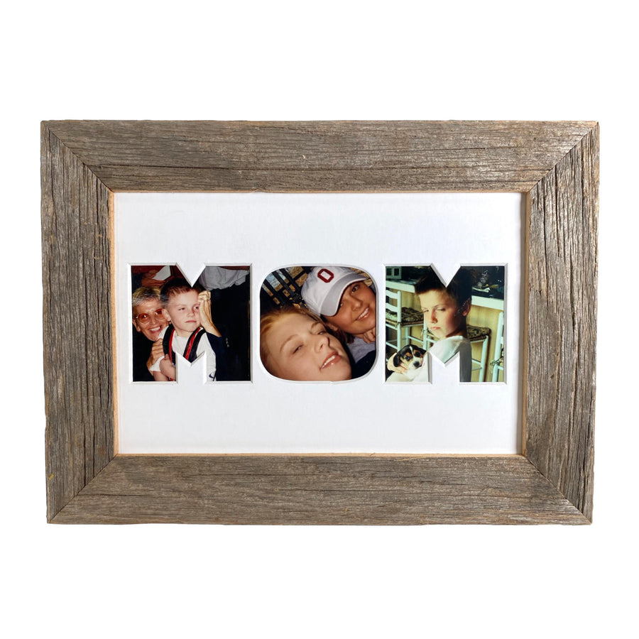 Mom Picture Frame Made from Reclaimed Wood with White Mat