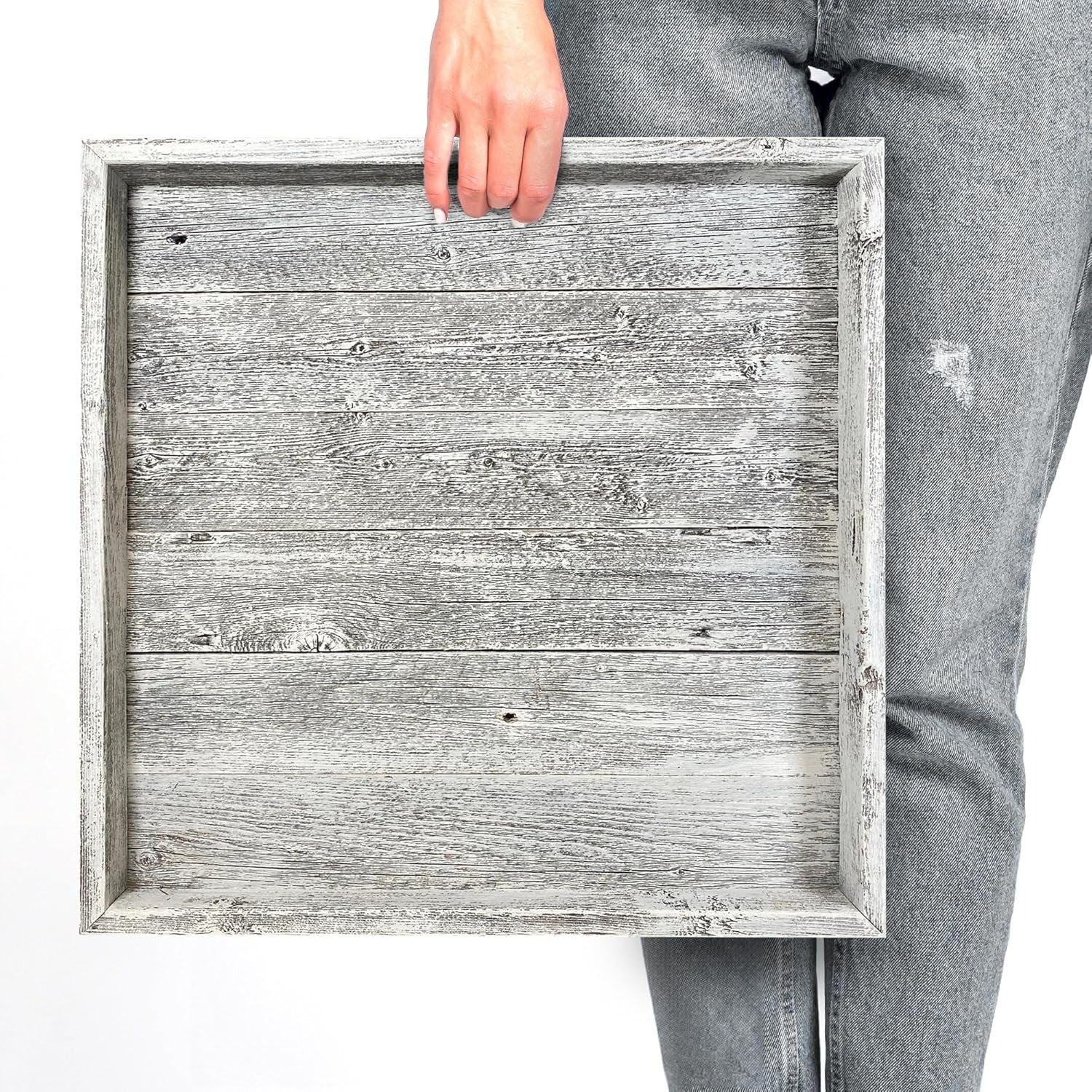 Large Rustic Ottoman Tray with Anti Scratch Felt Pad | 3 Colors | 18in & 24in