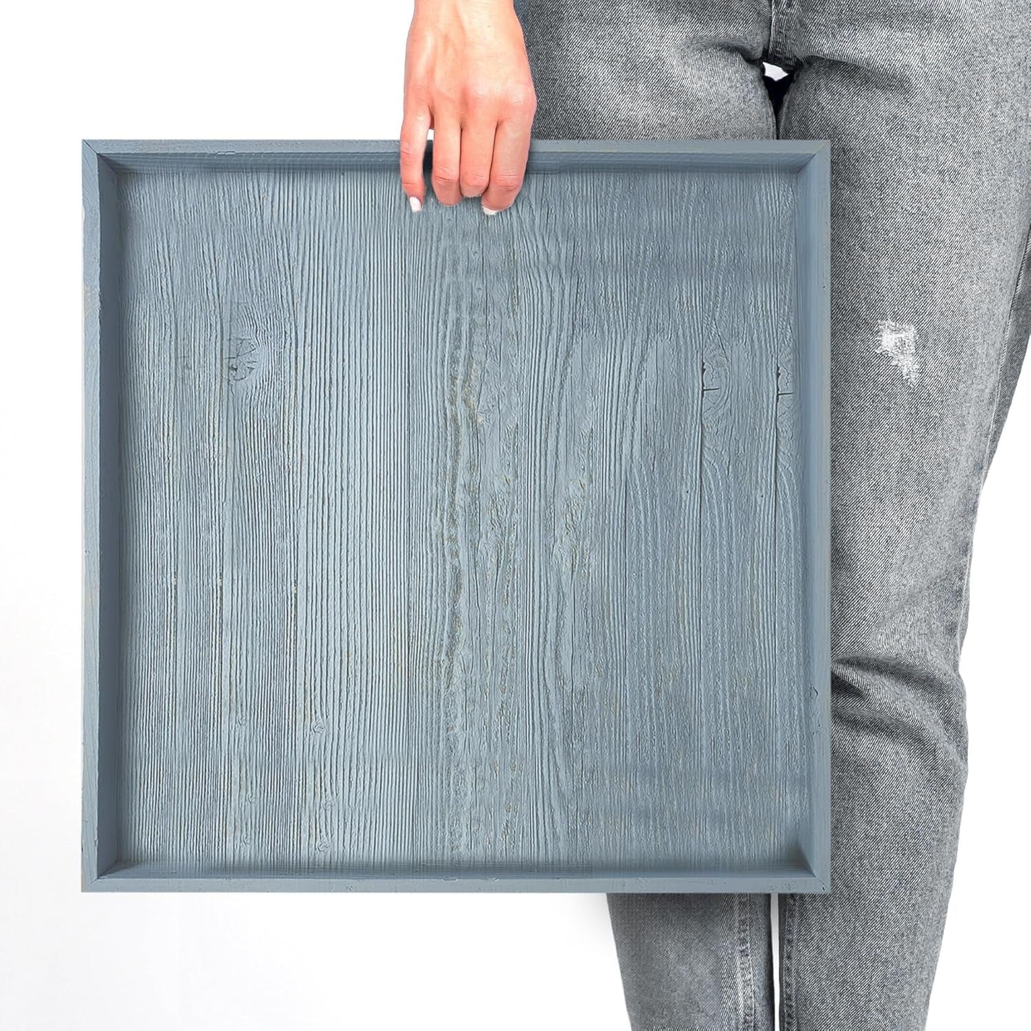 Large Rustic Ottoman Tray with Anti Scratch Felt Pad | 3 Colors | 18in & 24in