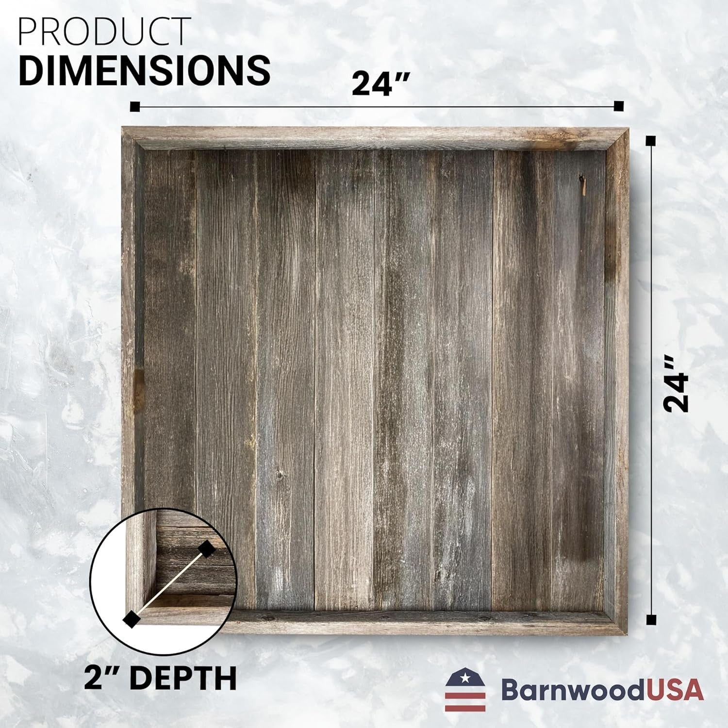 Large Rustic Ottoman Tray with Anti Scratch Felt Pad | 3 Colors | 18in & 24in