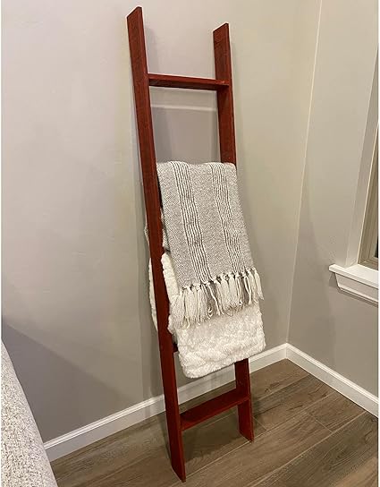 Rustic Farmhouse Throw Blanket Bookcase Ladder