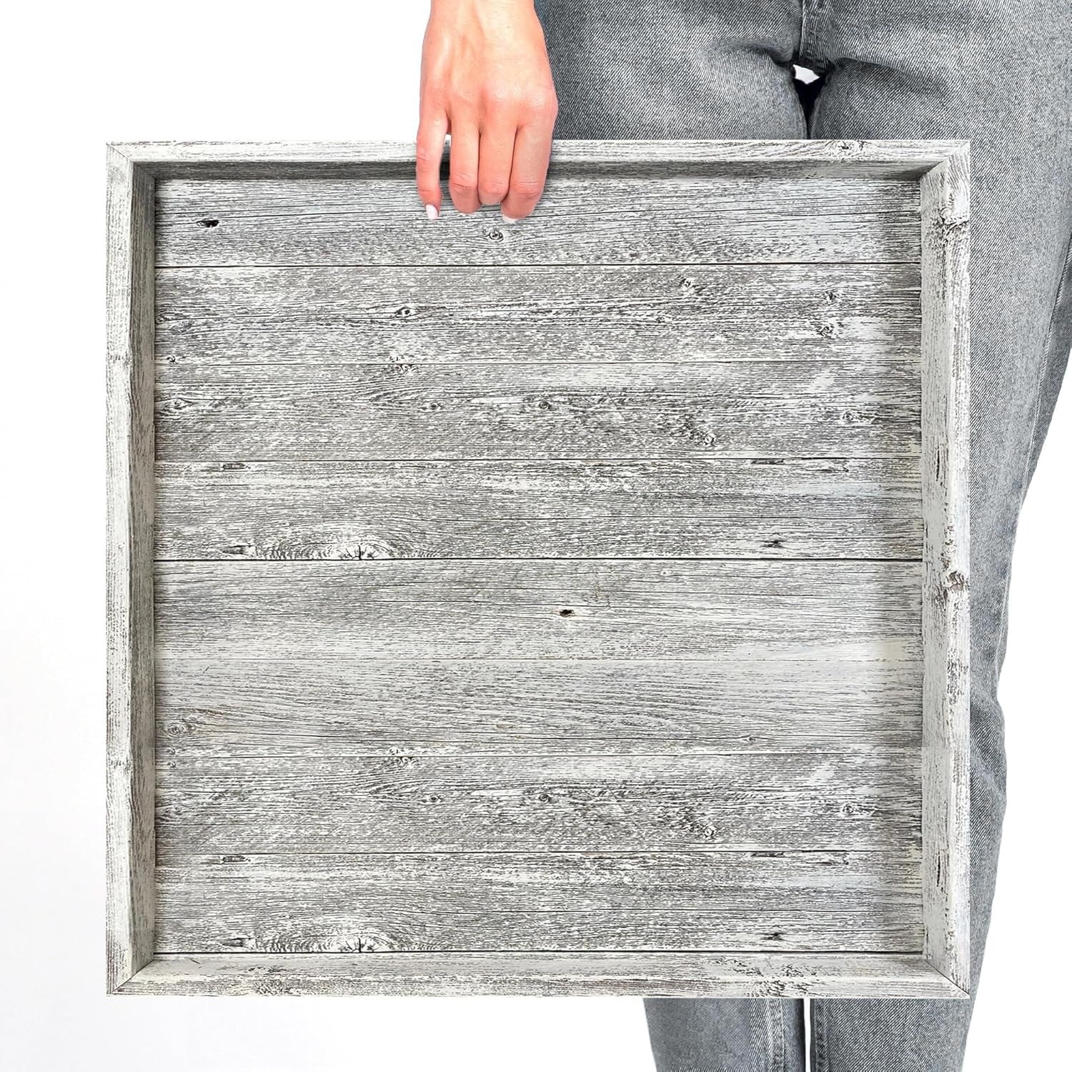 Large Rustic Ottoman Tray with Anti Scratch Felt Pad | 3 Colors | 18in & 24in