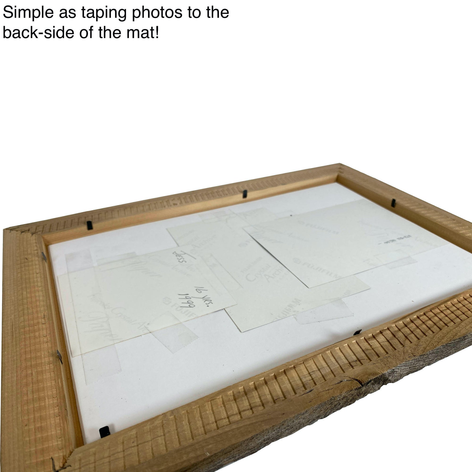 Mom Picture Frame Made from Reclaimed Wood with White Mat with Heart Shaped "O"