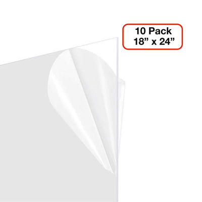 Plexiglass Sheet 18x24 .60, Clear, 1/16th (Set of 10 Sheets)