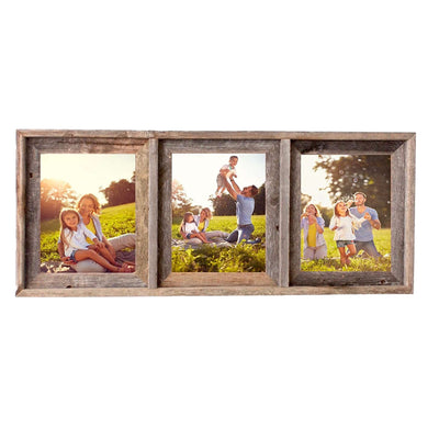 EXCELLO GLOBAL PRODUCTS Barndoor Collage Frame Holds Four 4x6 Photos: Ready  to Hang Rustic, Barnwood, Farmhouse, Beach House Wood Picture Frame