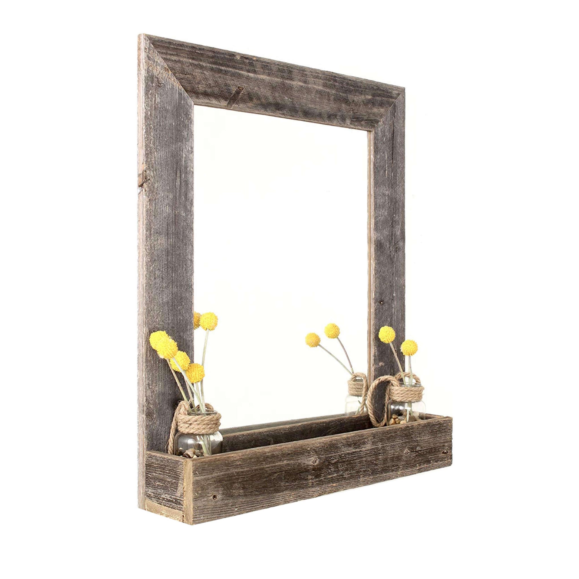 Rustic Farmhouse Mirror With Shelf Barnwood USA