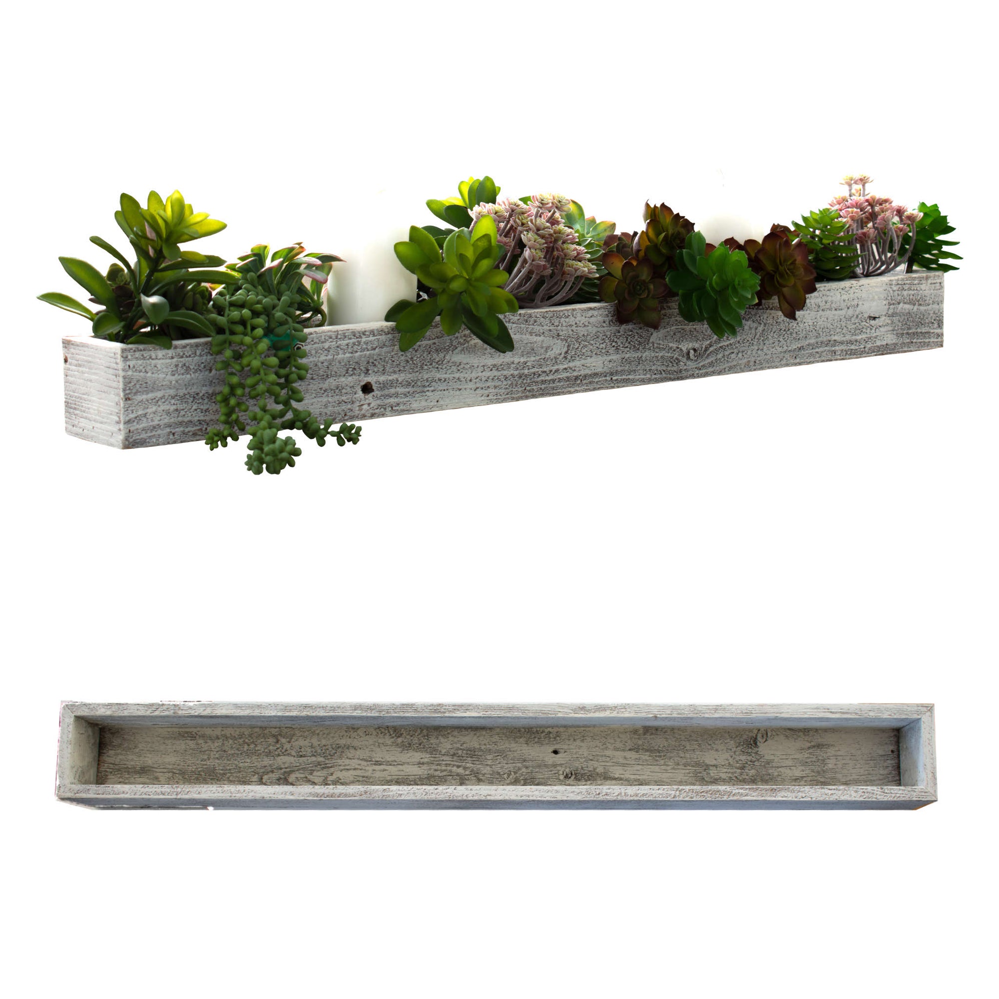 Rustic Centerpiece Barnwood Box for Dining Room Table, Farmhouse Decor 35.5" L