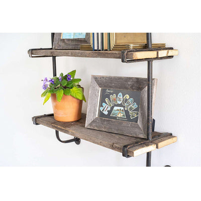 Rustic Industrial Shelf with Wood Planks