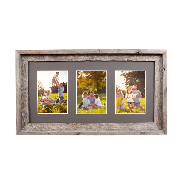 Rustic Signature Picture Frame With Multi Opening Cinder Mat - Barnwood Usa