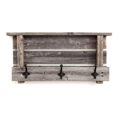 Rustic Farmhouse Wood Shelf with Hooks