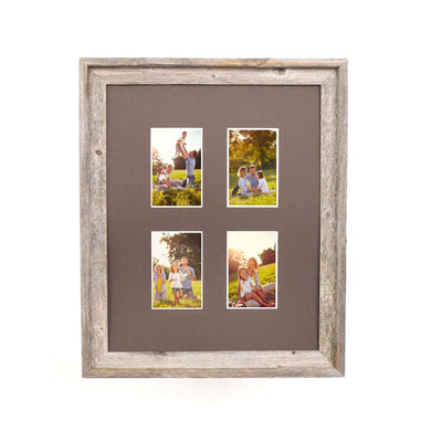 Rustic Signature Picture Frame with Multi Opening Weathered Wood Mat