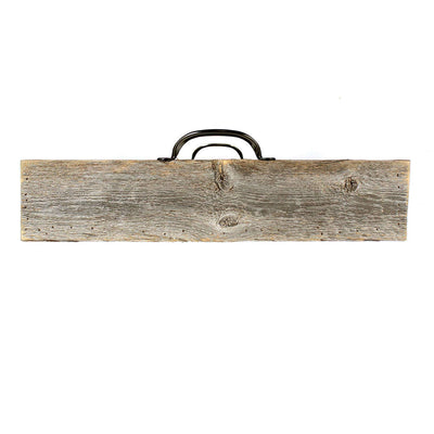 Rustic Farmhouse Wooden Serving Tray with Black Handles