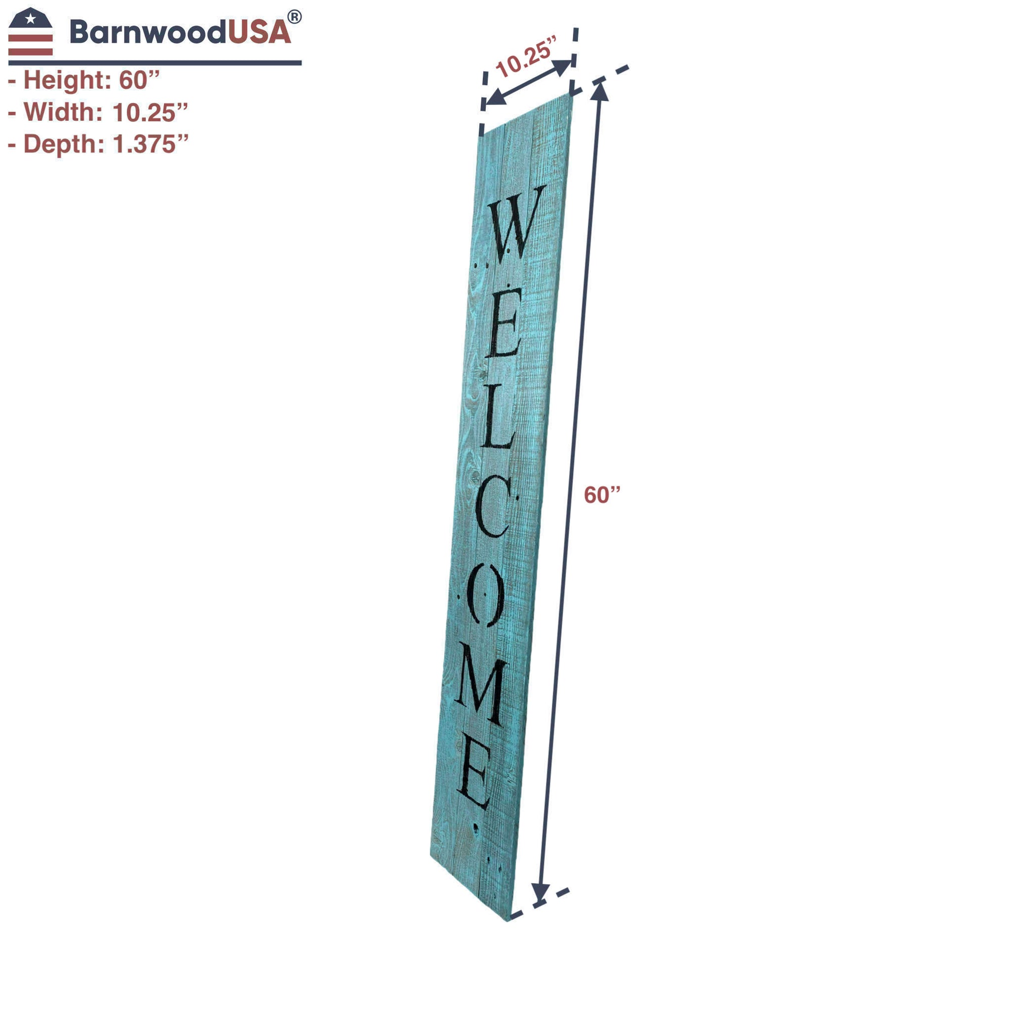 BarnwoodUSA Rustic Welcome Porch Sign | 5ft | Robins Egg Blue