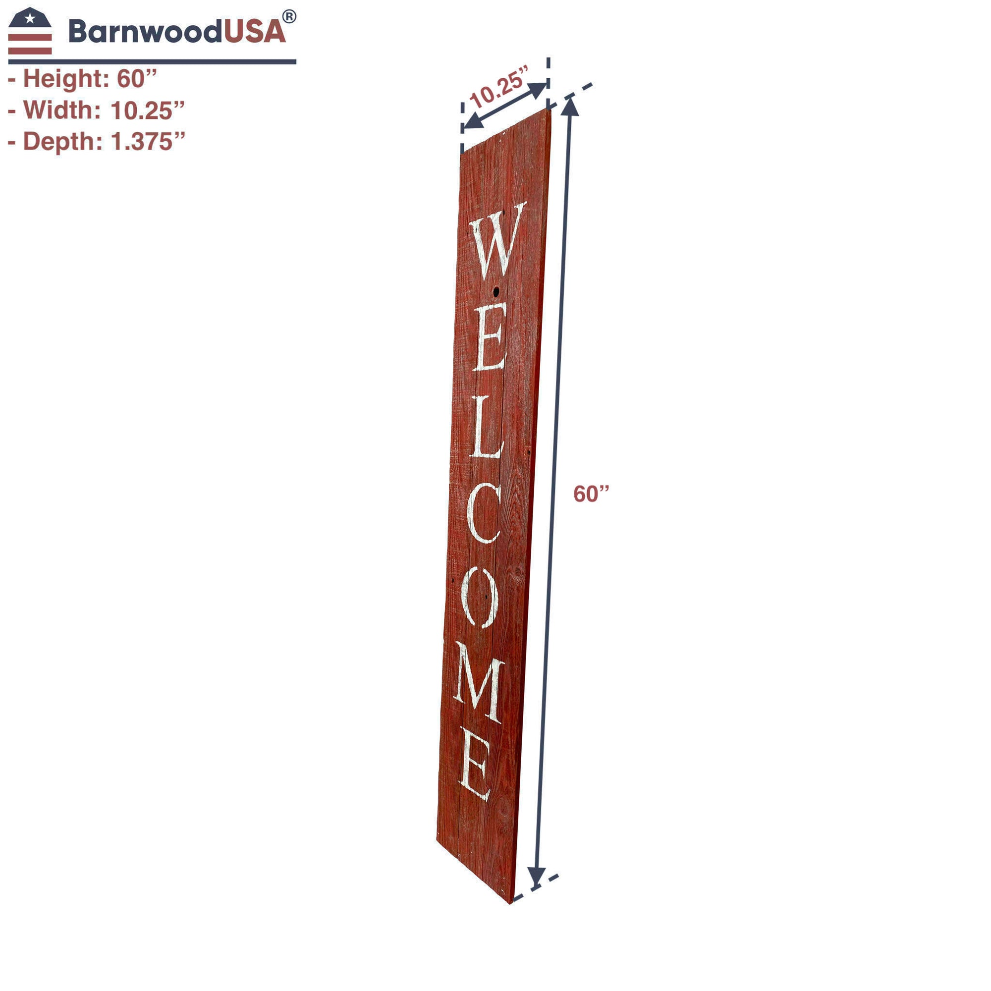 BarnwoodUSA Rustic Welcome Porch Sign | 5ft | Rustic Red