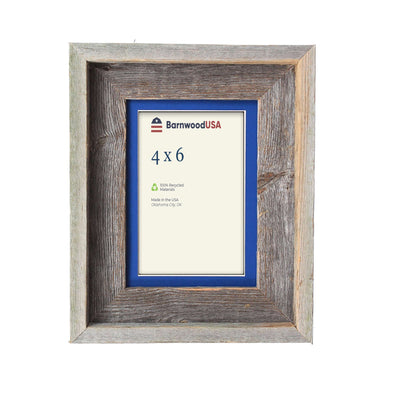 Rustic Signature Picture Frame with Bottle Blue Mat