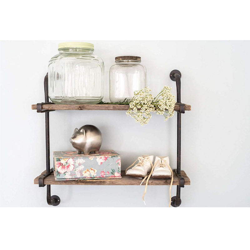 Rustic Industrial Shelf with Wood Planks - Barnwood USA