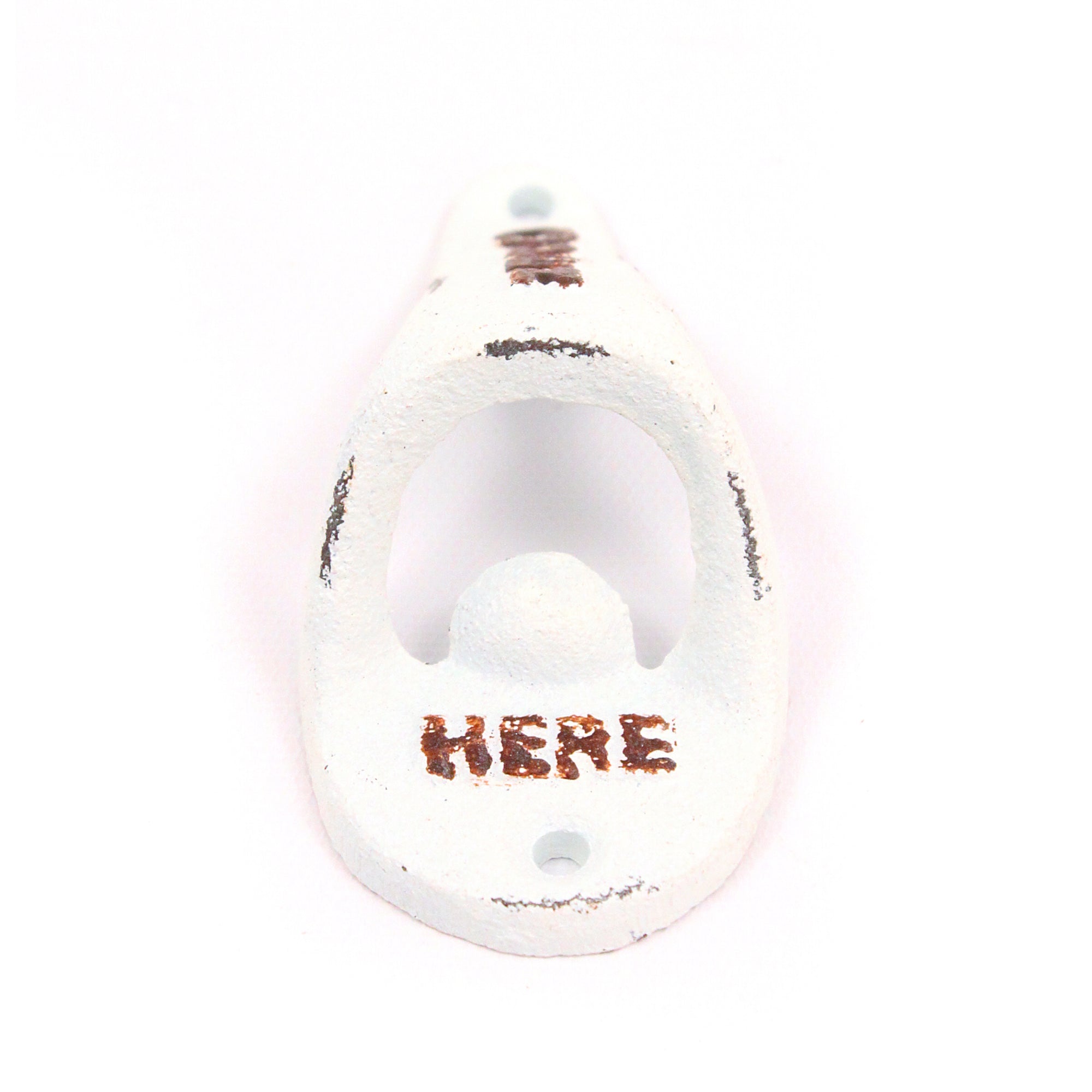 Rustic Cast Iron Wall Mounted Bottle Opener | Distressed White