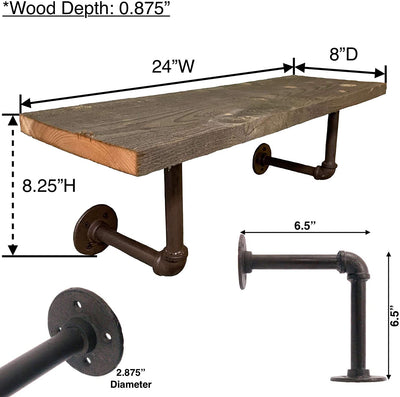 BarnwoodUSA Rustic Wood Plank Shelf Dimensions