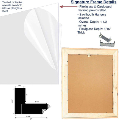 Wooden picture frame back view and side close view