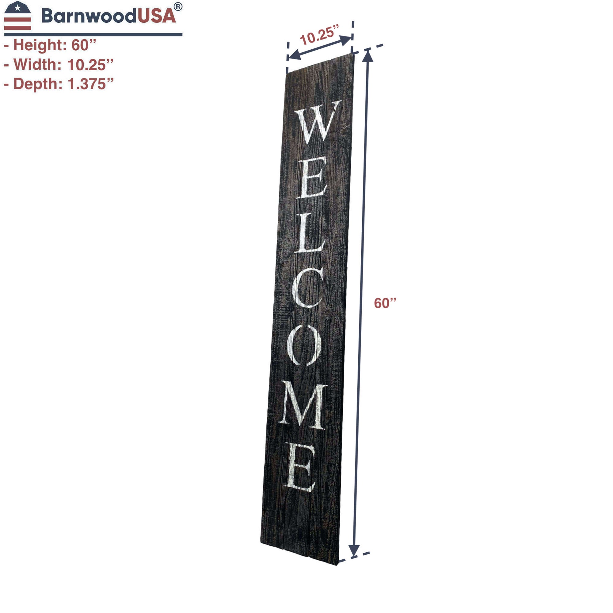 BarnwoodUSA Rustic Welcome Porch Sign | 5ft | Smoky Black