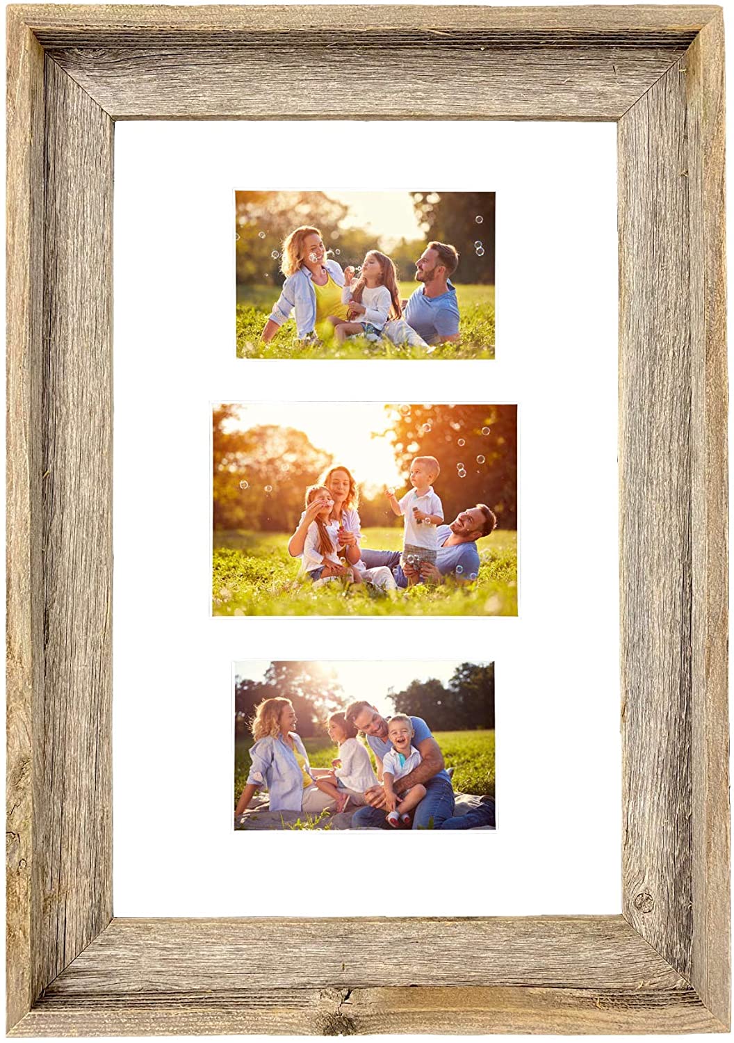 BarnwoodUSA, Farmhouse Style Rustic 16x20 Collage Picture Frame, 3 -  Opening Display with Glass, Fits (1) 8x10 (2) 5x7 Photographs, 100%  Reclaimed Wood