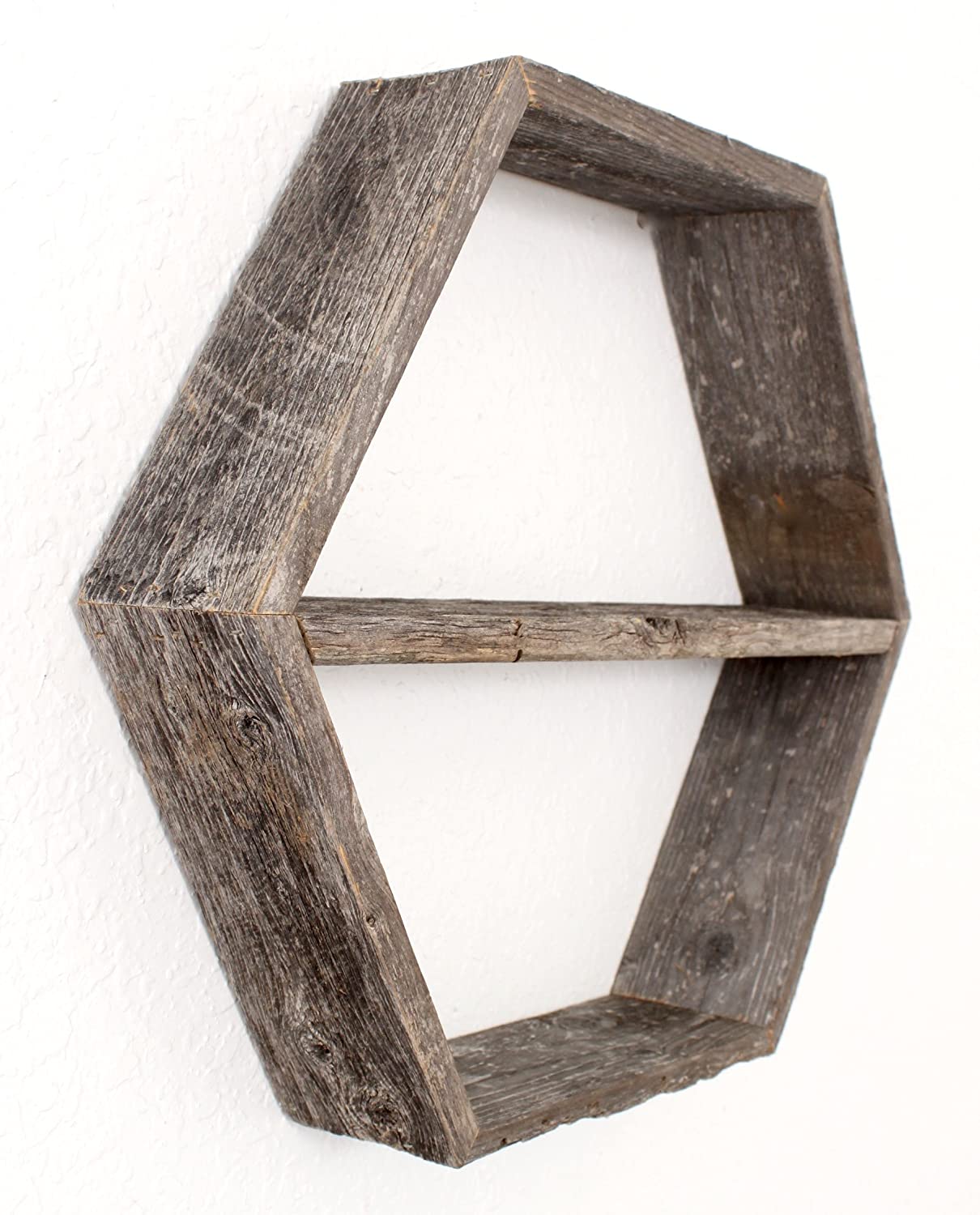 Rustic wood hexagon floating shelves discount