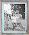 Rustic picture frame holding family photo
