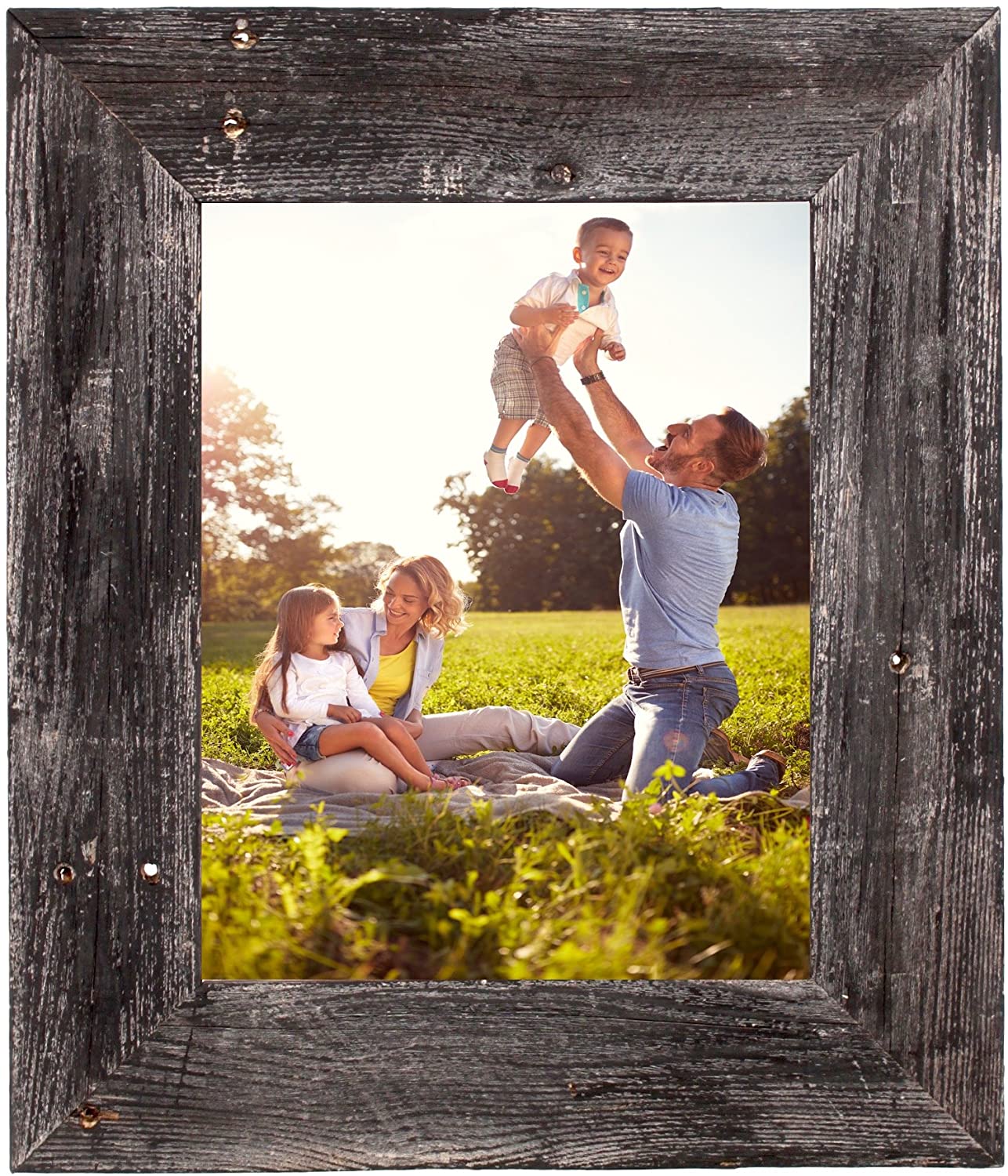 BarnwoodUSA Farmhouse Picture Frame with 3 Inch Wide Frame, 100% Reclaimed Wood | Smokey Black