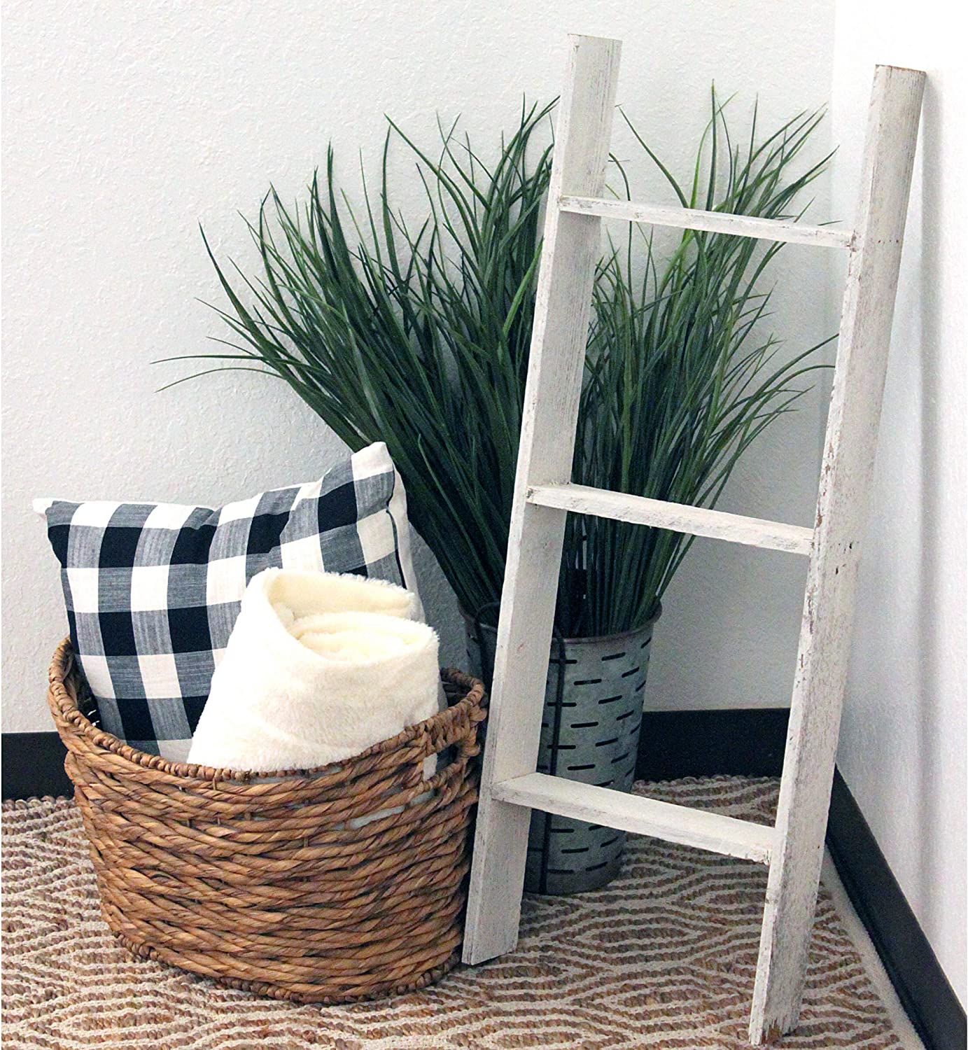 BarnwoodUSA Rustic Farmhouse Blanket Ladder Our ft Ladder is