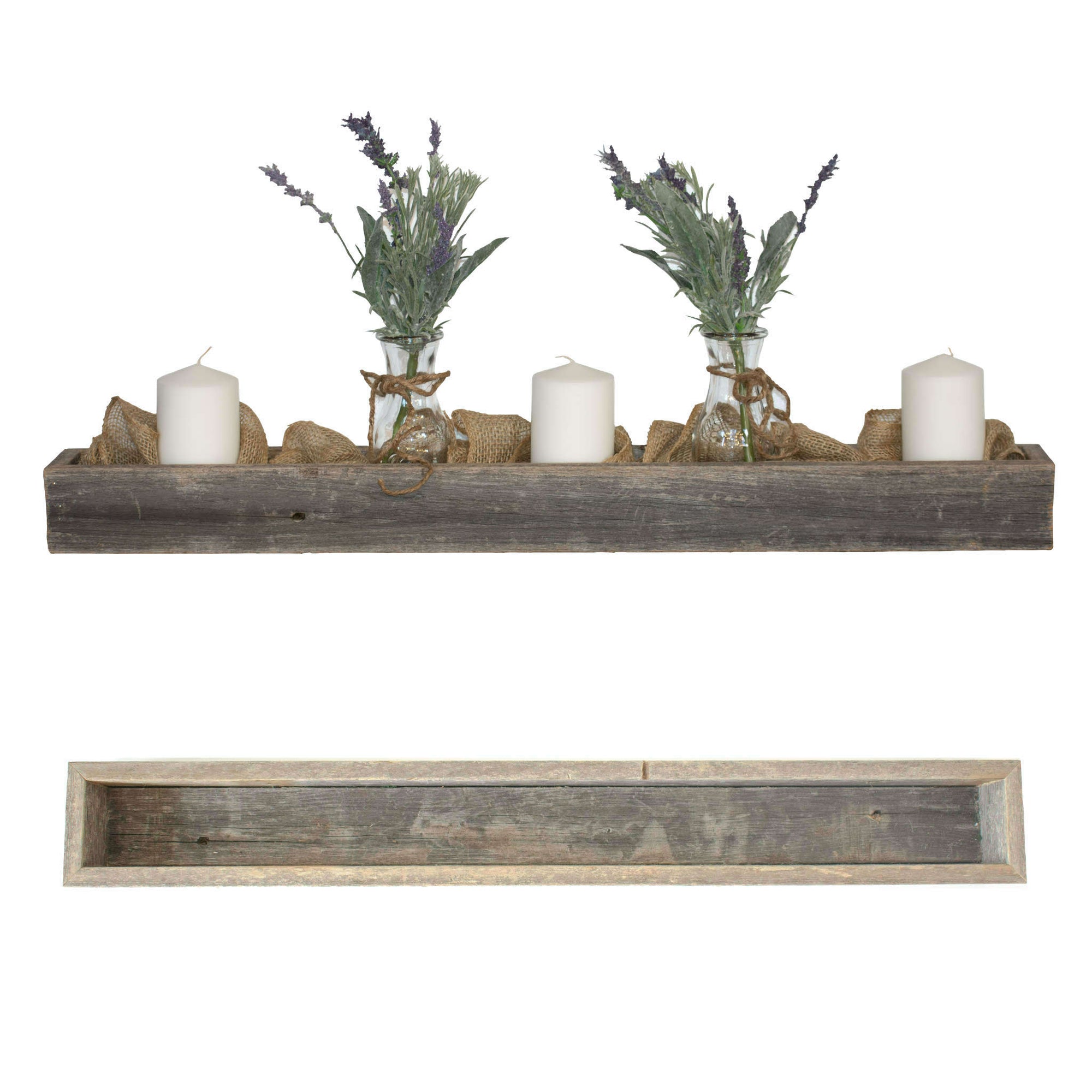 Rustic Centerpiece Barnwood Box for Dining Room Table, Farmhouse Decor 35.5" L
