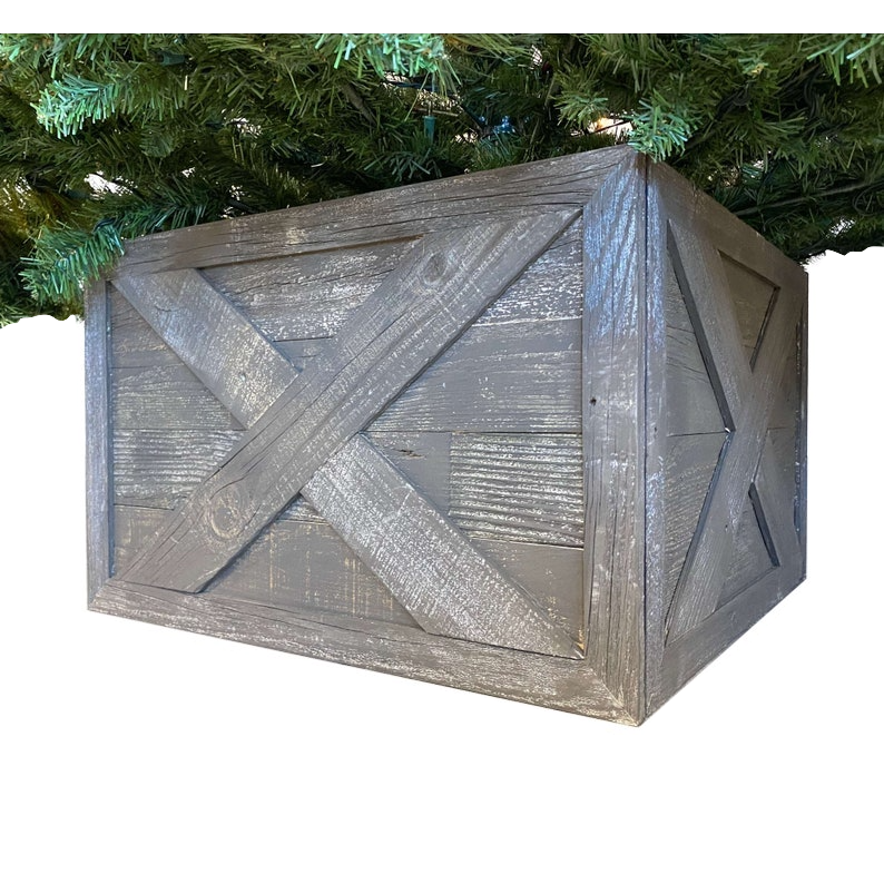 Christmas Tree Box Collar | Farmhouse Tree Box | Wooden Tree Skirt | 4 Sides