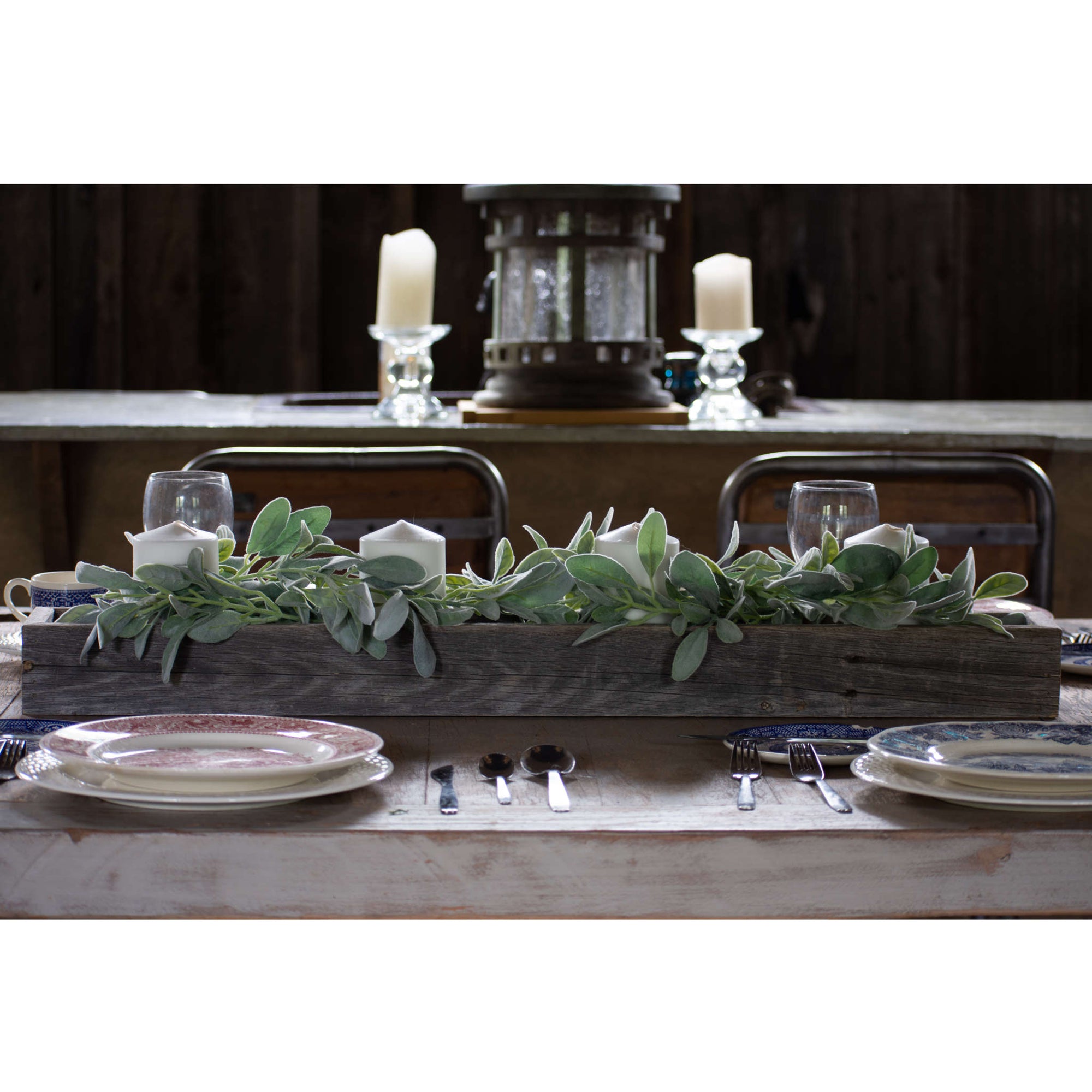 Rustic Centerpiece Barnwood Box for Dining Room Table, Farmhouse Decor 35.5" L