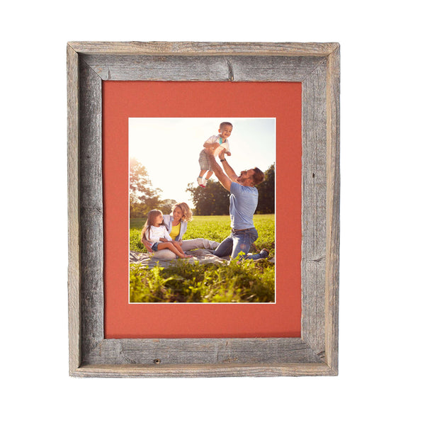 Rustic Signature Picture Frame with Terra Cotta Mat - Barnwood USA