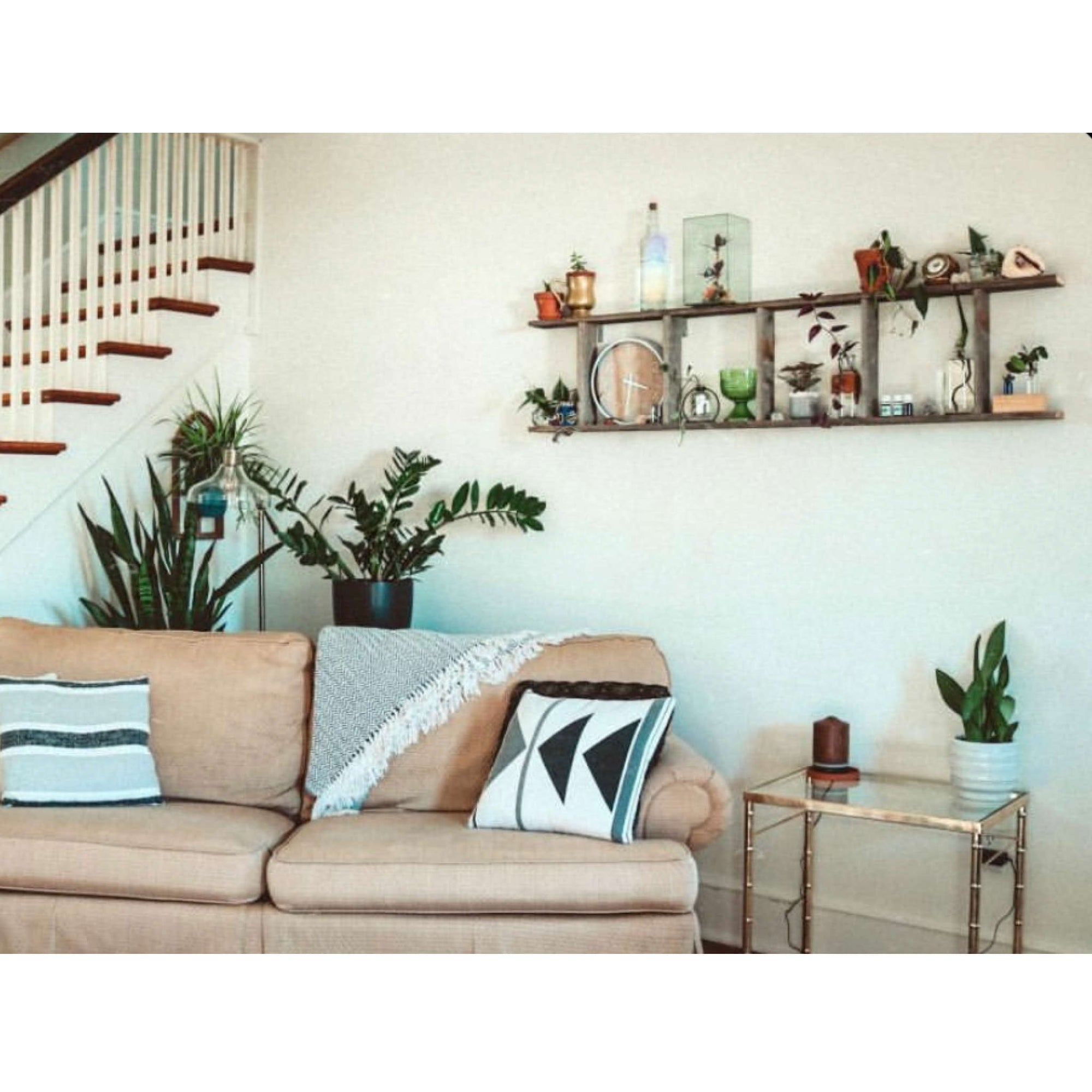 Rustic Farmhouse Throw Blanket Bookcase Ladder